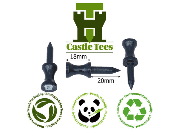 Mixed Castle Tees Tin – 72 pcs Mixed Size Premium Bamboo Castle Golf Tees in a Tin